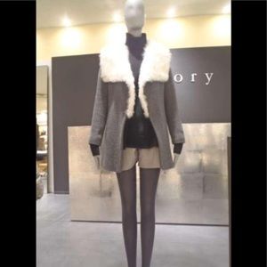 THEORY GREY CASHMERE JACKET/White Sterling Collar